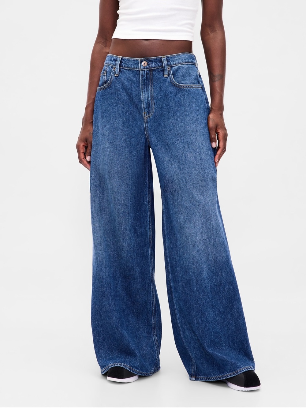 Gap High Rise Ultra Wide Leg Jeans Medium Indiago Wash Size 27 - Picture 2 of 8